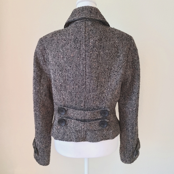 CAbi Tweed Moto Jacket Size 8 Wool Blend #638 Lined Zipper Pockets One Button - Picture 11 of 16